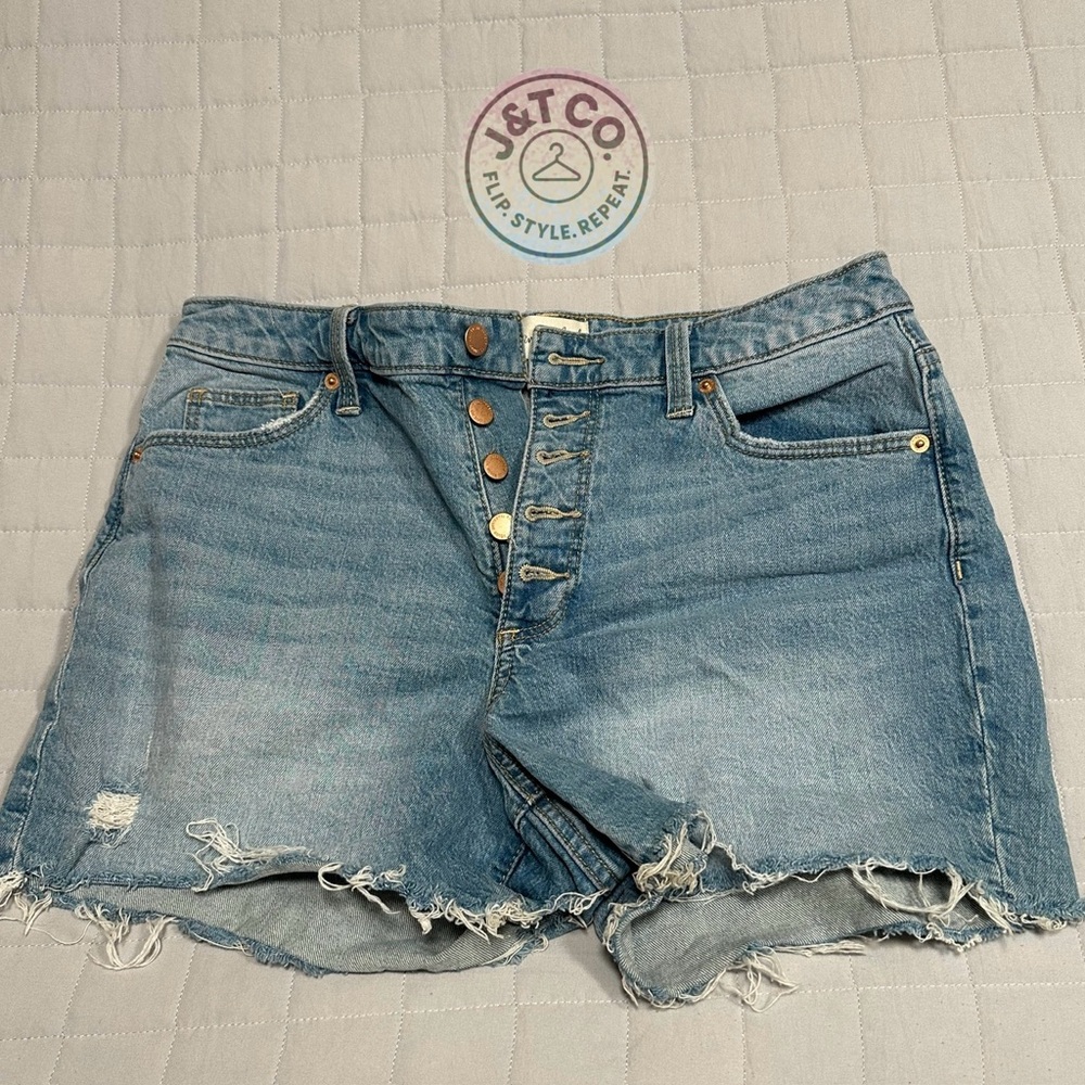 Universal Thread Blue Jean Shorts Distressed High-Waisted button fly